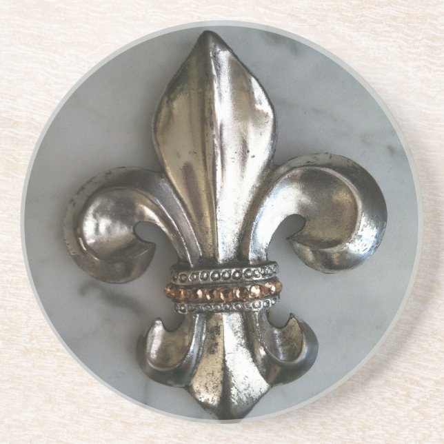 Fleur de lis på marmortryckkustfartyg underlägg (Framsidan)