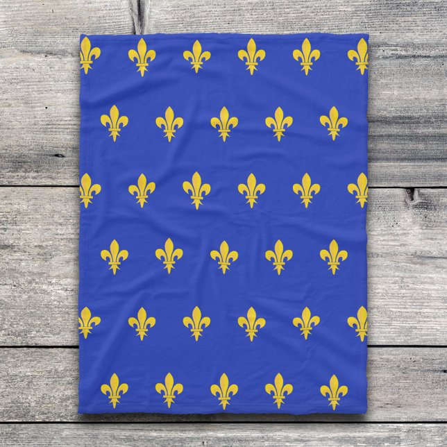 Fleur de Lis på Royal Blue Blanket Fleecefilt (Fleur de Lis on Royal Blue Blanket)