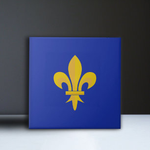 Fleur de Lis på Royalet Blue Ceramic Tile Kakelplatta