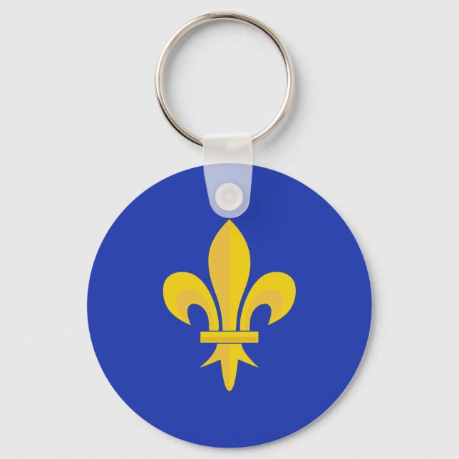 Fleur de Lis på Royalet Blue Keychain Nyckelring (Framsida)