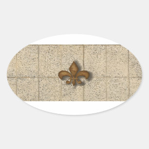 Fleur de Lis på stenen Ovalt Klistermärke