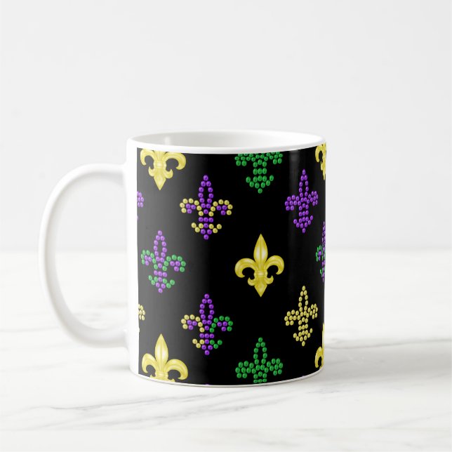 Fleur de Lis Pärlor - Black Coffee Mugg (Vänster)