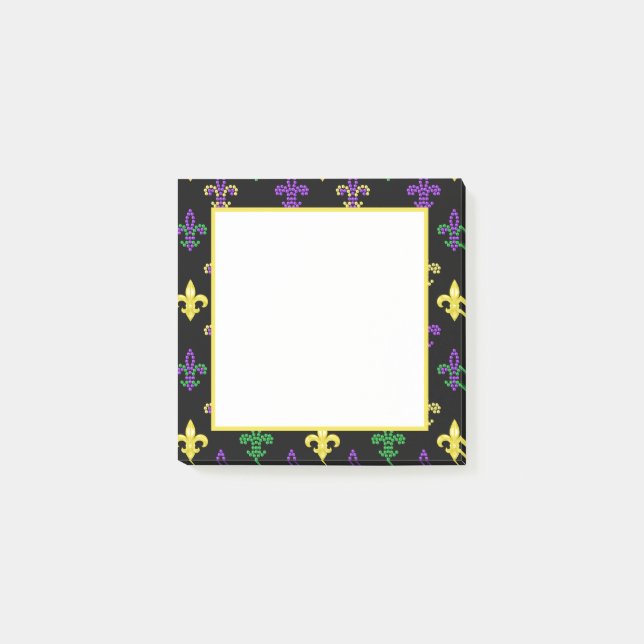 Fleur de Lis Pärlor - Black Notes Post-it Block (Framsida)
