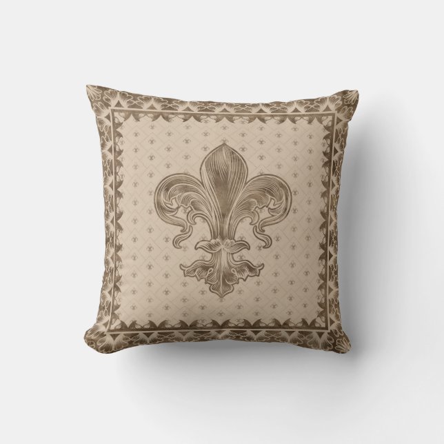 Fleur-de-lis - Pastel Guld Kudde (Framsida)