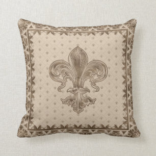 Fleur-de-lis - Pastel Guld Kudde