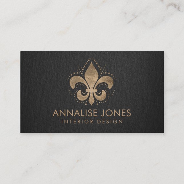 Fleur-de-lis Pastel Guld Visitkort (Framsida)