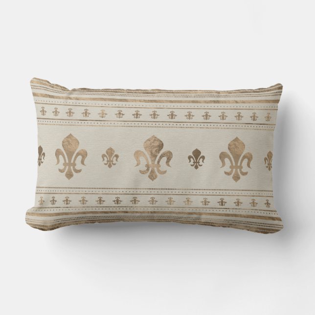 Fleur-de-lis Pastell Guld Lumbarkudde (Framsida)