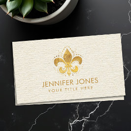 Fleur-de-lis Pastell Guld Visitkort
