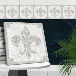 Fleur-de-lis - Pearl mosaic art Kakelplatta
