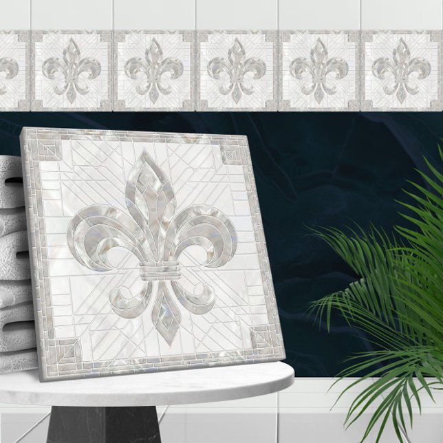 Fleur-de-lis - Pearl mosaic art Kakelplatta (Skapare uppladdad)