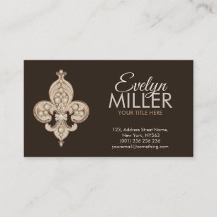 Fleur-de-lis Pearl och Guld Ornament Visitkort