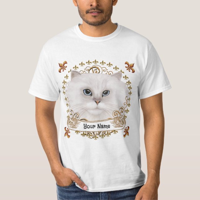 Fleur De Lis Persisk Katt  T Shirt (Framsida)