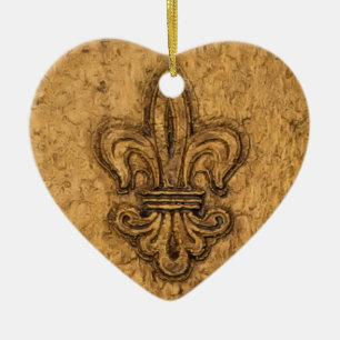 Fleur de Lis personligjul Julgransprydnad Keramik