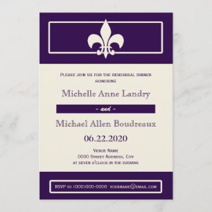 Fleur de Lis Poster Stil Rehearsal Dinner Inbjudningar
