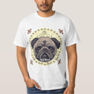 Fleur De Lis Pug T Shirt