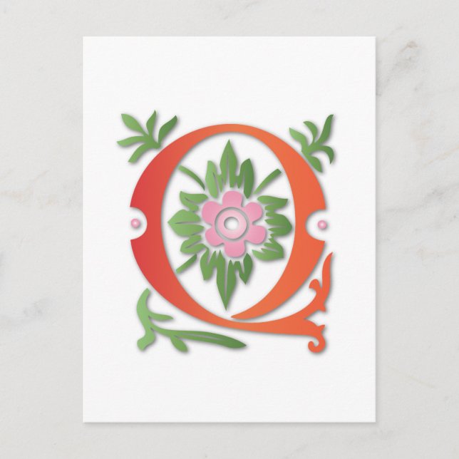 Fleur-de-lis Q Monogram Vykort (Framsida)
