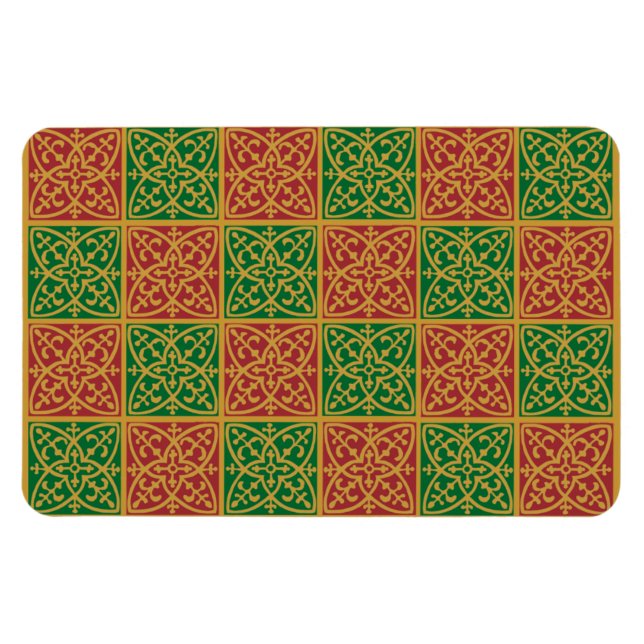 Fleur de Lis Red Grönt Helgdag Magnet (Horisontell)