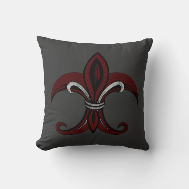 Fleur de Lis Red/Silver Kudde (Framsida)