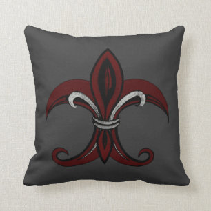 Fleur de Lis Red/Silver Kudde
