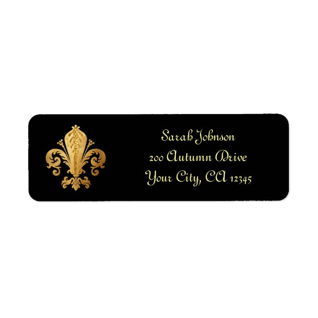Fleur-de-lis Returadress Etikett (Framsidan)