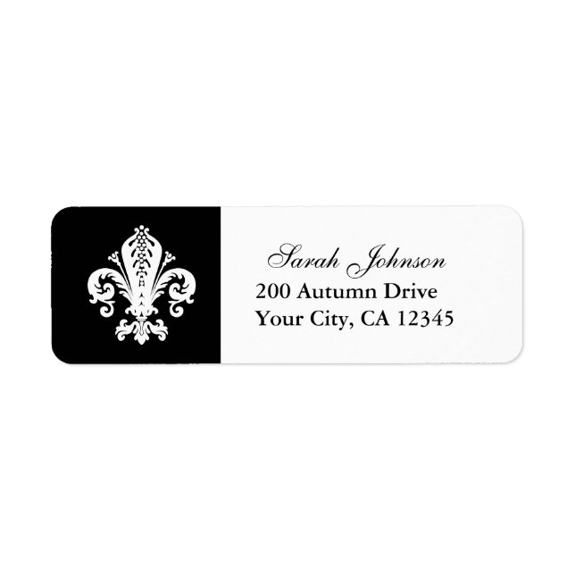 Fleur-de-lis Returadress Etikett (Framsidan)