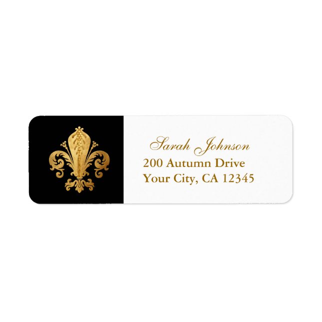 Fleur-de-lis Returadress Etikett (Framsidan)