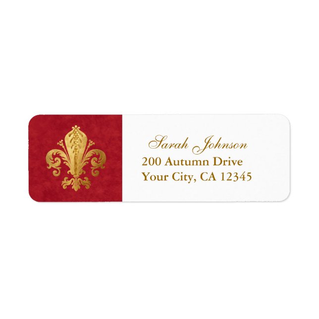 Fleur-de-lis Returadress Etikett (Framsidan)