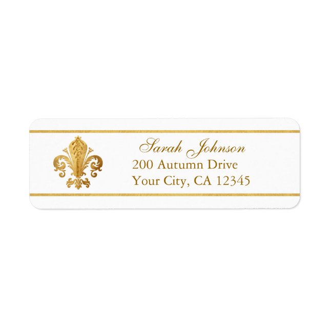 Fleur-de-lis Returadress Etikett (Framsidan)