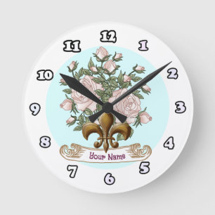 Fleur De Lis Ro Rund Klocka