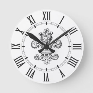 Fleur de Lis Romare tal Rund Klocka