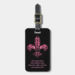 Fleur de lis Rosa bagagemärkre Bagagebricka