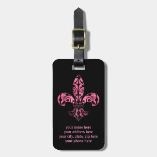 Fleur de lis Rosa bagagemärkre Bagagebricka