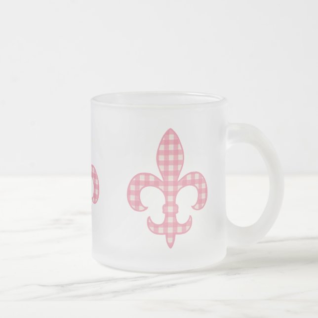 Fleur de lis Rosa Ginghammugg Frostad Glasmugg (Höger)