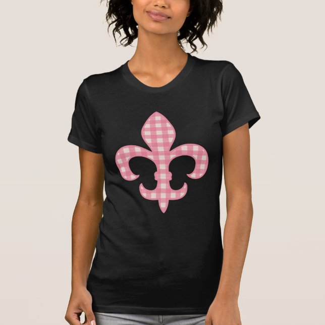 Fleur de lis Rosa Ginghamt-skjorta T Shirt (Framsida)