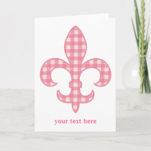 Fleur de lis Rosa Rutigt Julkort Kort
