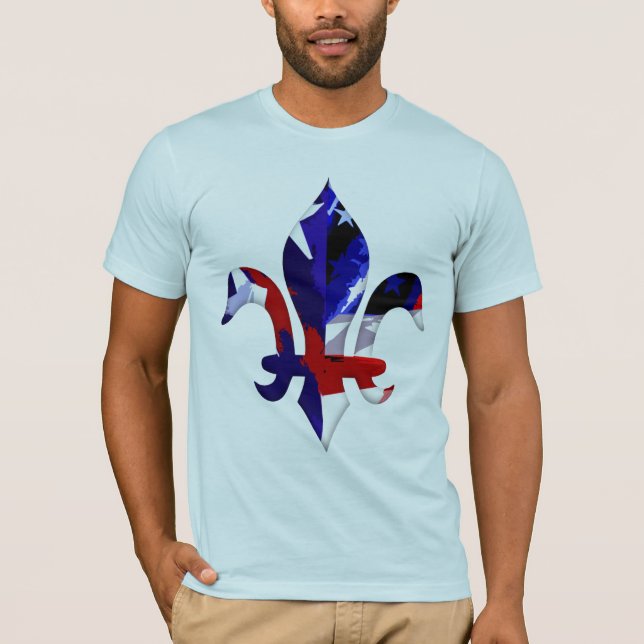 Fleur de lis rött vitt blått -2 tee shirt (Framsida)