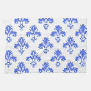 Fleur-de-lis, Royal Blue & White Kökshandduk