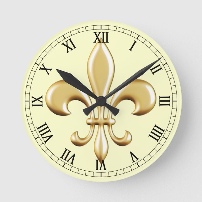 Fleur de Lis Rund Klocka (Framsida)
