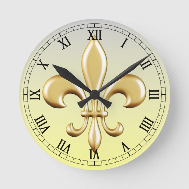 Fleur de Lis Rund Klocka (Framsida)