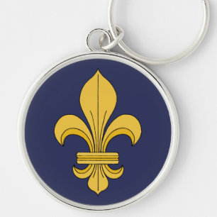 Fleur-de-lis Rund Silverfärgad Nyckelring