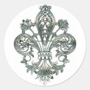 Fleur de lis runt klistermärke