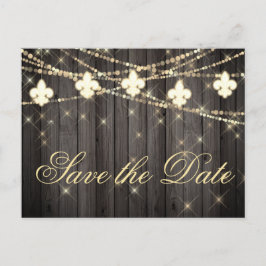 Fleur de Lis Rustic Ljus | Boho Chic Bröllop Meddelande Vykort