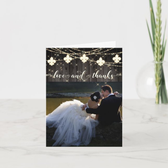 Fleur de Lis Rustic Ljus | Photo Kärlek och Tack Kort (Framsida)