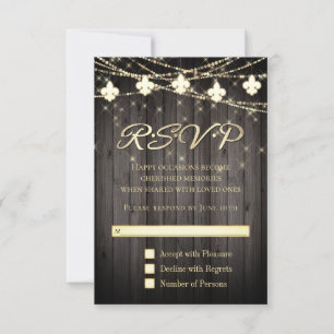 Fleur de Lis Rustic Ljus Wood Boho Chic OSA Kort