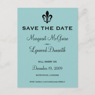 Fleur de lis Save Date Postcard Meddelande Vykort
