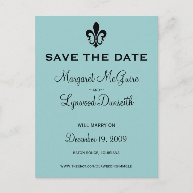 Fleur de lis Save Date Postcard Meddelande Vykort (Framsida)