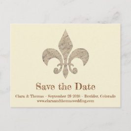 Fleur de lis Save Date Simple Elegant bröllop Meddelande Vykort