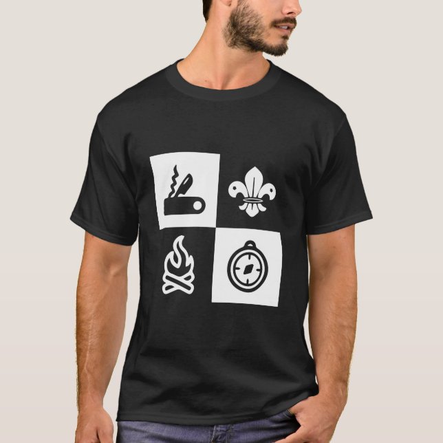 Fleur de lis Scouting Campfire Compass-scout T Shirt (Framsida)