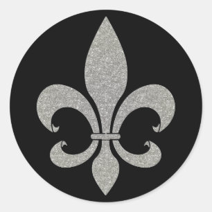 Fleur de lis silver- och svartklistermärkear runt klistermärke