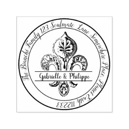 Fleur de Lis Skapa Din Egen Returadress Självfärgande Stämpel